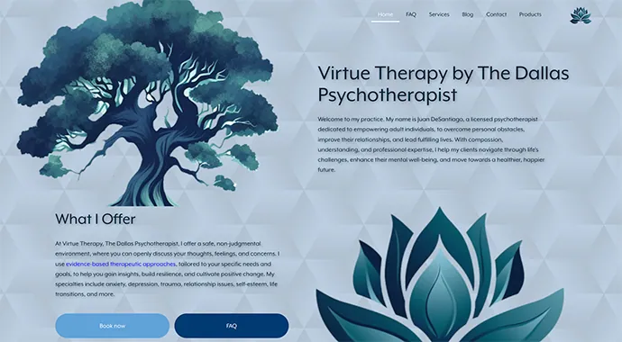the dallas psychotherapist hero website design