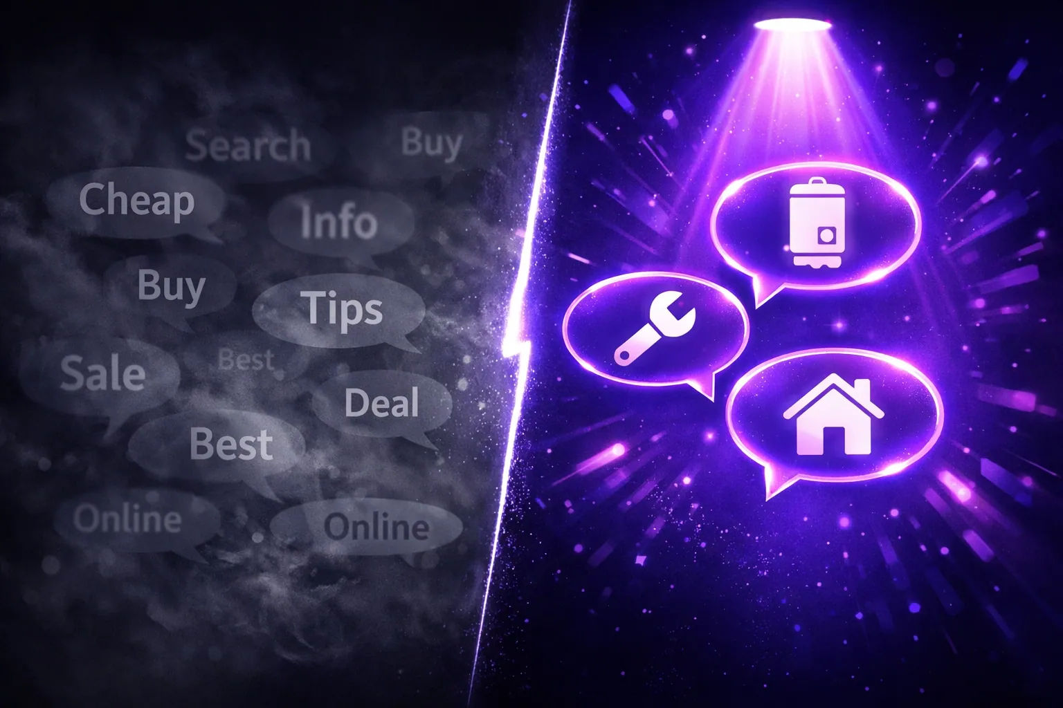 Comparison of generic keyword targeting versus specific customer search intent for SEO