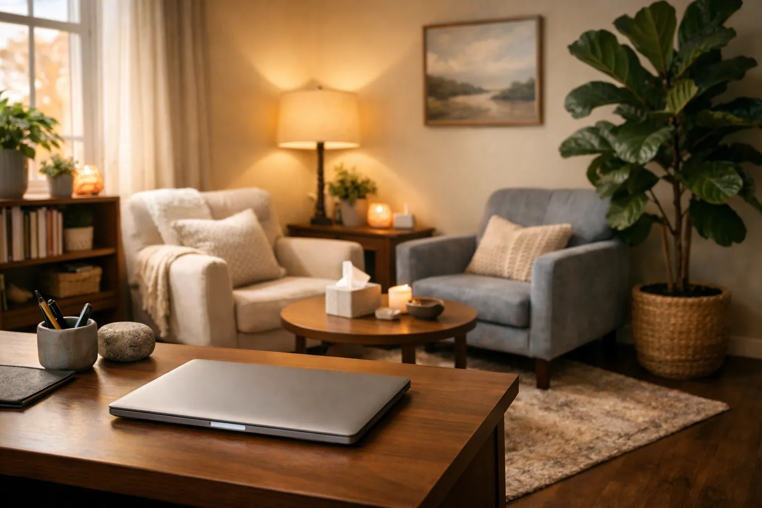 Modern counseling office interior representing a professional digital presence for service businesses.