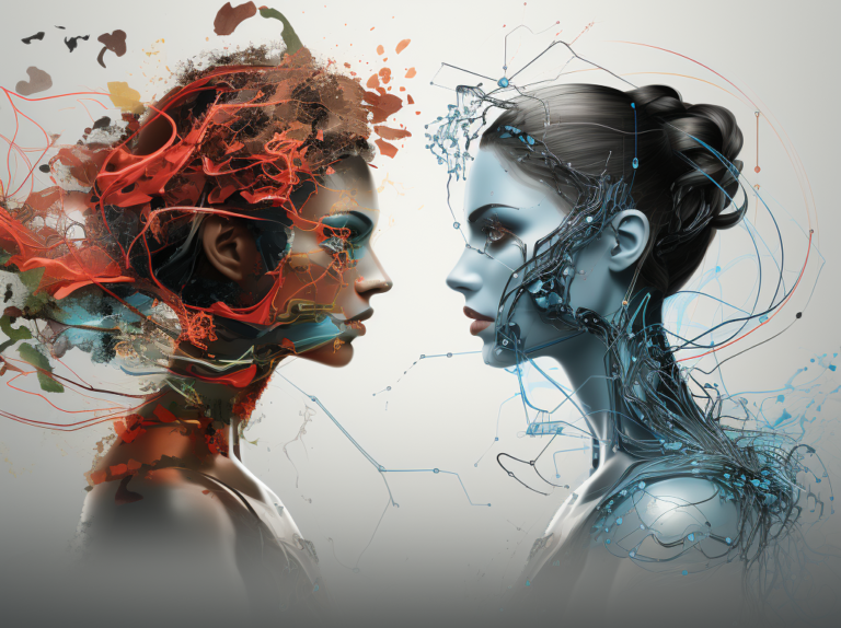 AI vs human web designer, as a fight poster
